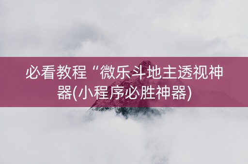 必看教程“微乐斗地主透视神器(小程序必胜神器)