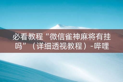 必看教程“微信雀神麻将有挂吗”（详细透视教程）-哔哩哔哩