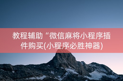 教程辅助“微信麻将小程序插件购买(小程序必胜神器)