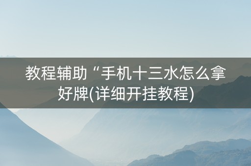 教程辅助“手机十三水怎么拿好牌(详细开挂教程)