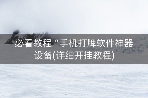 必看教程“手机打牌软件神器设备(详细开挂教程)