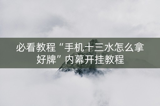 必看教程“手机十三水怎么拿好牌”内幕开挂教程