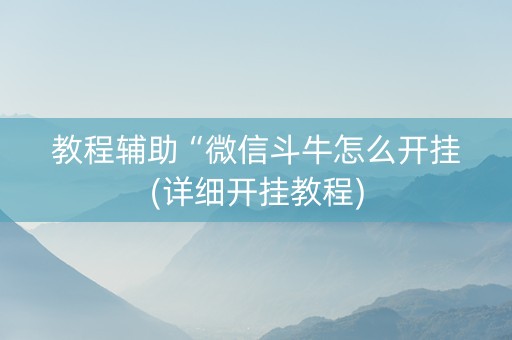 教程辅助“微信斗牛怎么开挂(详细开挂教程)