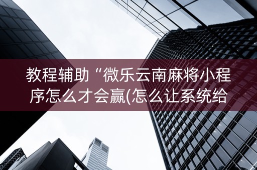 教程辅助“微乐云南麻将小程序怎么才会赢(怎么让系统给发好牌)