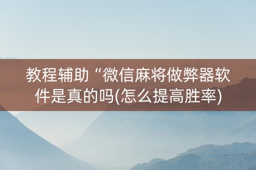 教程辅助“微信麻将做弊器软件是真的吗(怎么提高胜率)