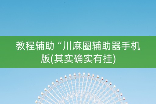 教程辅助“川麻圈辅助器手机版(其实确实有挂)