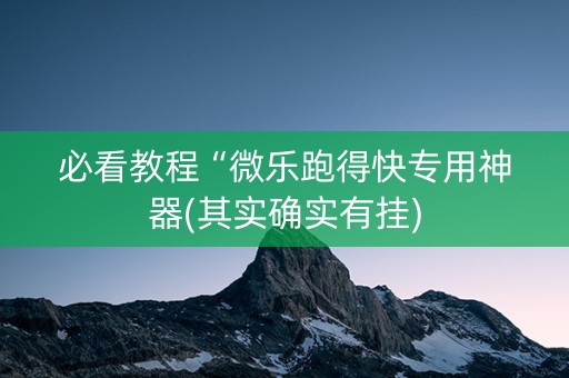 必看教程“微乐跑得快专用神器(其实确实有挂)