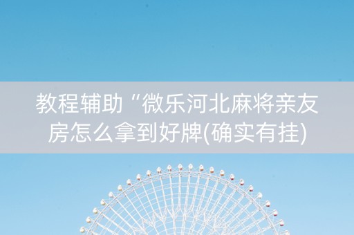 教程辅助“微乐河北麻将亲友房怎么拿到好牌(确实有挂)