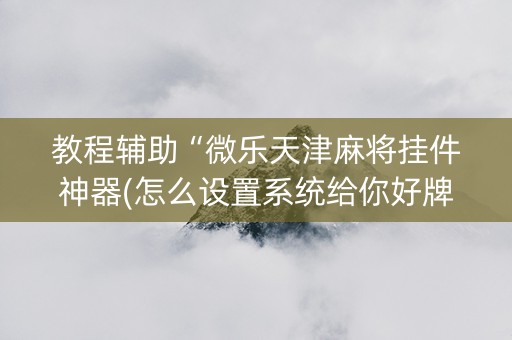 教程辅助“微乐天津麻将挂件神器(怎么设置系统给你好牌)