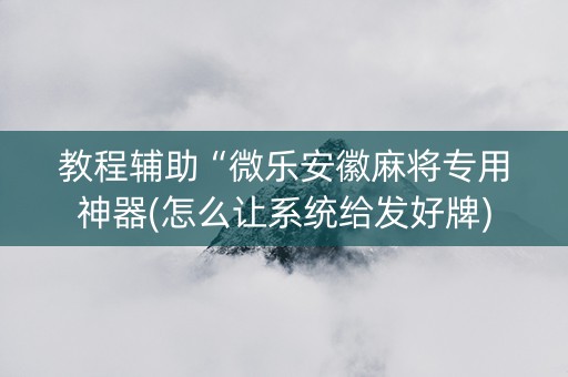 教程辅助“微乐安徽麻将专用神器(怎么让系统给发好牌)