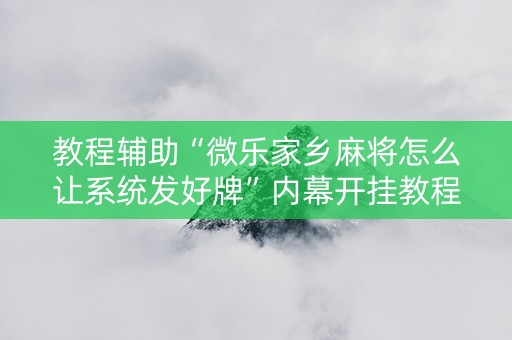 教程辅助“微乐家乡麻将怎么让系统发好牌”内幕开挂教程