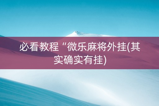 必看教程“微乐麻将外挂(其实确实有挂)