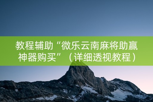 教程辅助“微乐云南麻将助赢神器购买”（详细透视教程）-哔哩哔哩