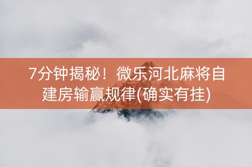 7分钟揭秘！微乐河北麻将自建房输赢规律(确实有挂)