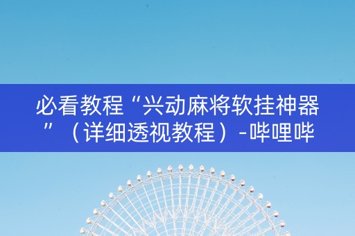 必看教程“兴动麻将软挂神器”（详细透视教程）-哔哩哔哩