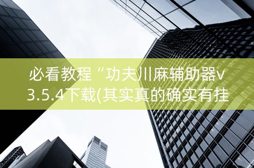 必看教程“功夫川麻辅助器v3.5.4下载(其实真的确实有挂)