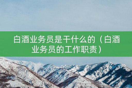 白酒业务员是干什么的（白酒业务员的工作职责）
