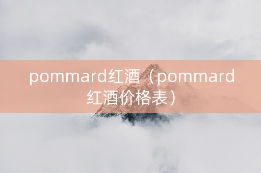 pommard红酒（pommard红酒价格表）