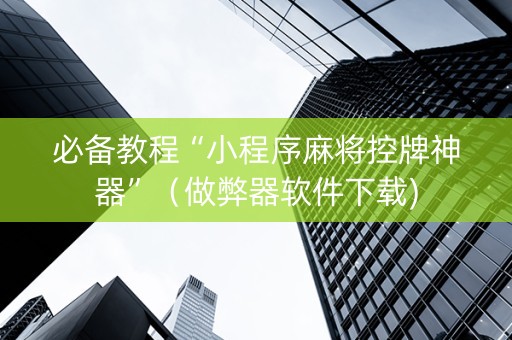 必备教程“小程序麻将控牌神器”（做弊器软件下载)