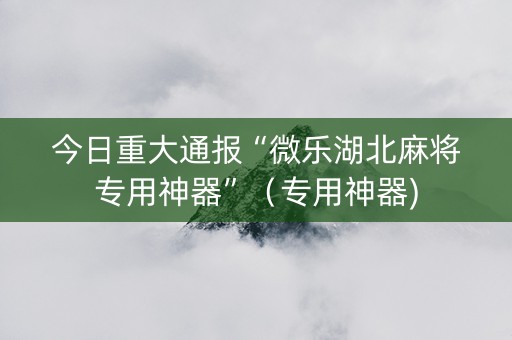 今日重大通报“微乐湖北麻将专用神器”（专用神器)