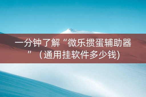 一分钟了解“微乐掼蛋辅助器”（通用挂软件多少钱)