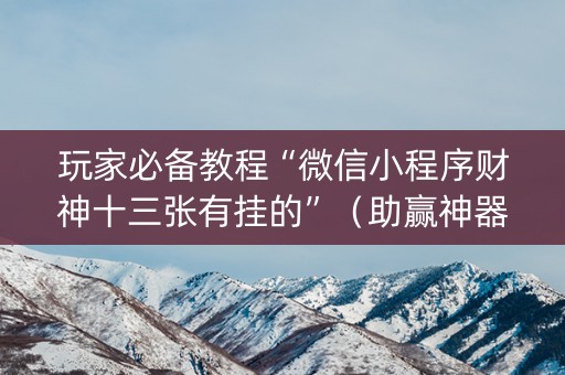 玩家必备教程“微信小程序财神十三张有挂的”（助赢神器)