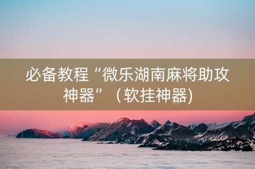 必备教程“微乐湖南麻将助攻神器”（软挂神器)