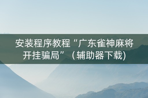 安装程序教程“广东雀神麻将开挂骗局”（辅助器下载)
