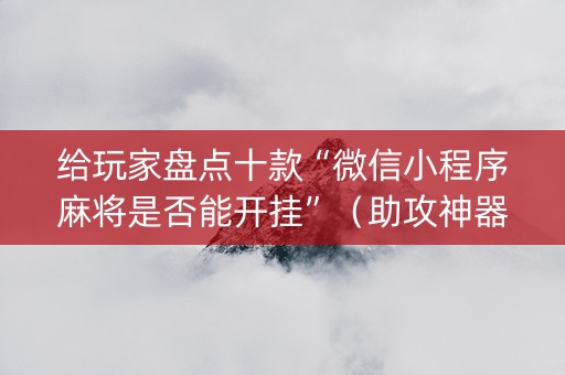 给玩家盘点十款“微信小程序麻将是否能开挂”（助攻神器)