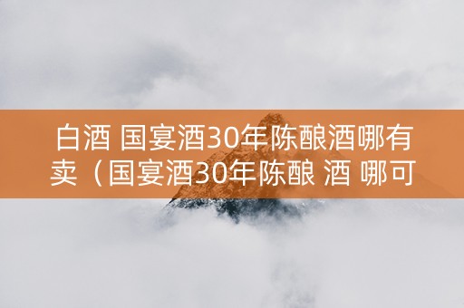 白酒 国宴酒30年陈酿酒哪有卖（国宴酒30年陈酿 酒 哪可以买）