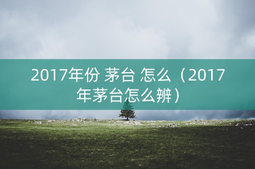 2017年份 茅台 怎么（2017年茅台怎么辨）