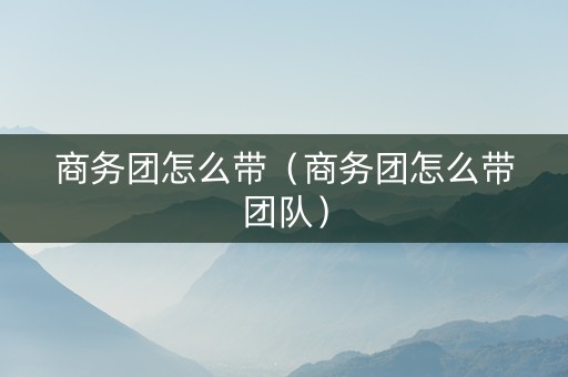 商务团怎么带（商务团怎么带团队）