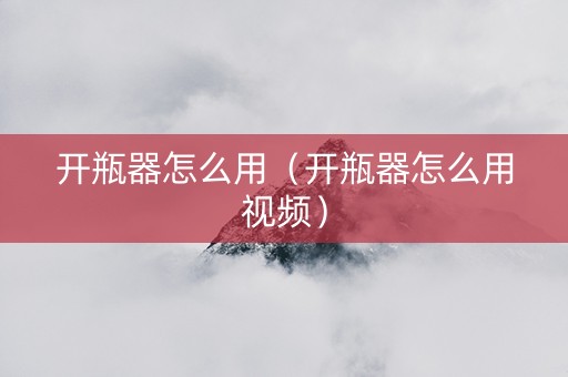 开瓶器怎么用（开瓶器怎么用视频）