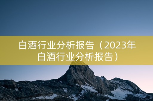 白酒行业分析报告（2023年白酒行业分析报告）